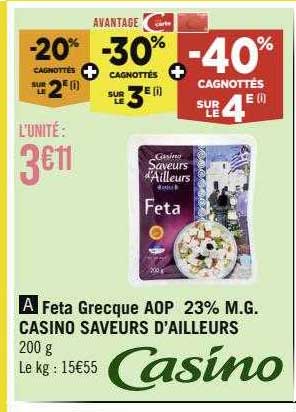 feta grecque aop 23% m.g. casino saveurs d'ailleurs