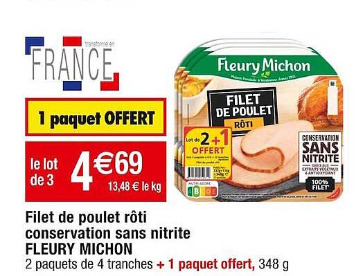 filet de poulet rôti conservation sans nitrite fleury michon
