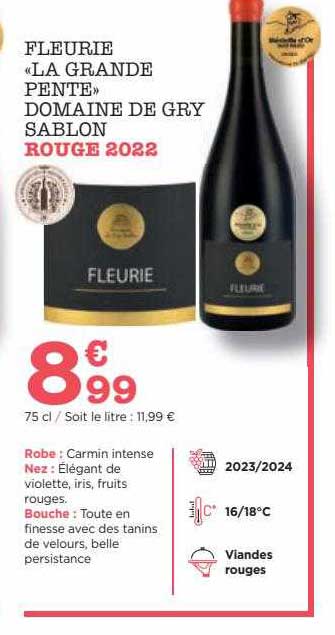 fleurie «la grande pente» domaine de gry sablon rouge 2022
