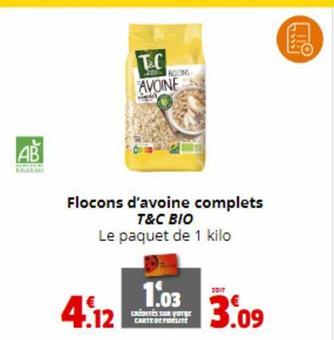 flocons d'avoine complets t&c bio