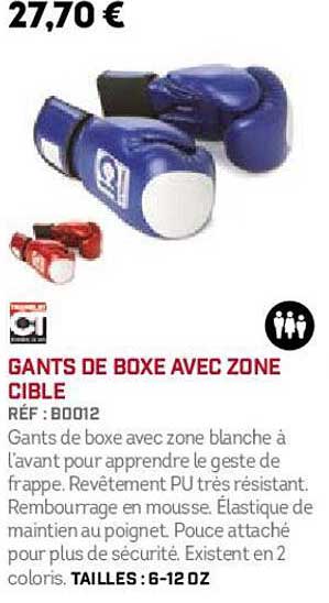 gants de boxe avec zone cible