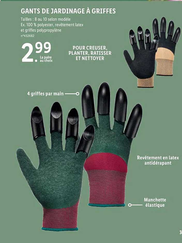 gants de jardinage à griffes