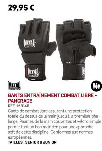 gants entraînement combat libre - pancrace metal boxe