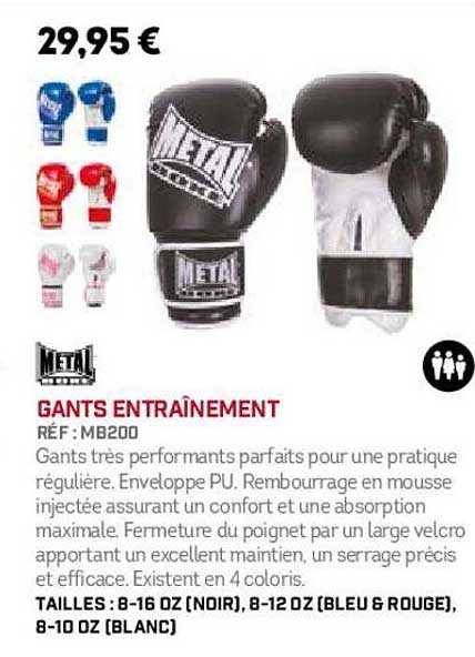 gants entraînement metal boxe