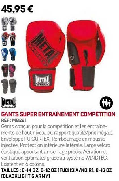 gants super entraînement compétition metal boxe
