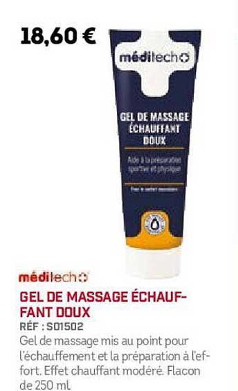 gel de massage échauffant doux méditech+