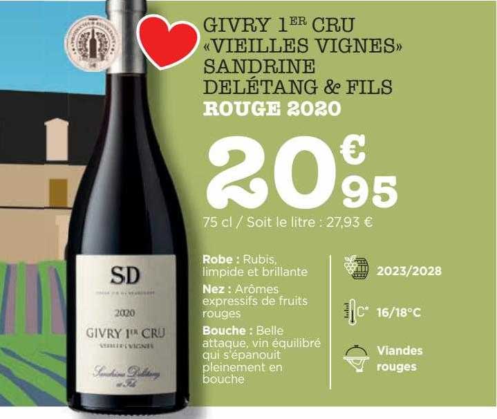 givry 1er cru «vieilles vignes» sandrine delétang & fils rouge 2020