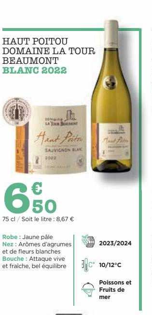 Haut Poitou Domaine La Tour Beaumont Blanc 2022