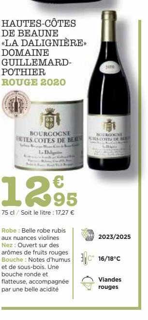 hautes-côtes de beaune «la dalignière» domaine guillemard-pothier rouge 2020