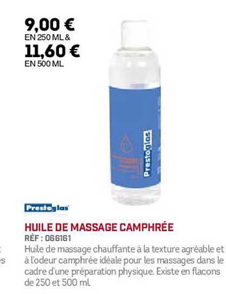 huile de massage camphrée prestoglas