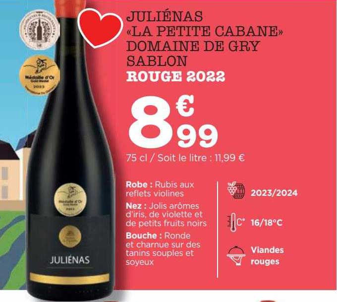Juliénas «la Petite Cabane» Domaine De Gry Sablon Rouge 2022