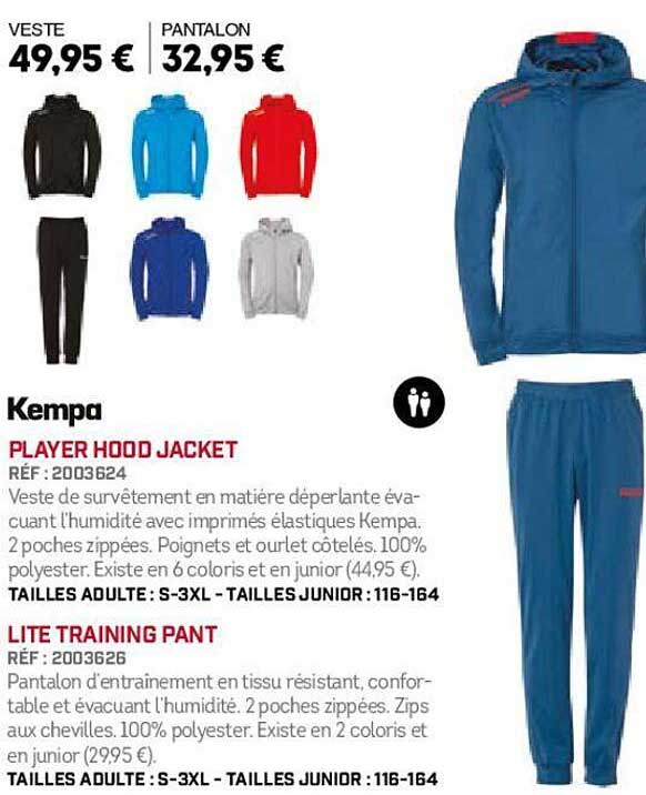 kempa player hood jacket, lite training pant