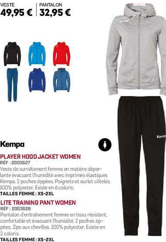 kempa player hood jacket women, lite training pant women