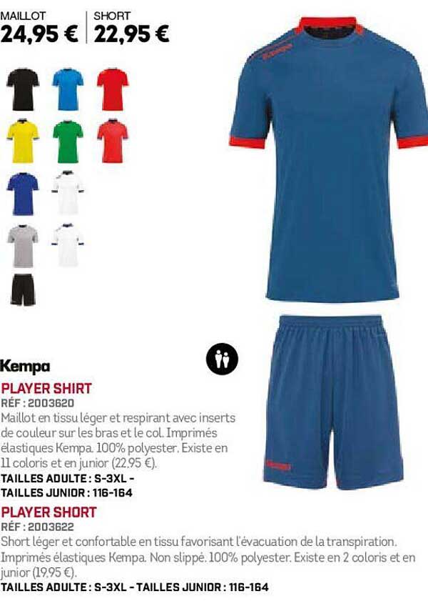 kempa player shirt, player short