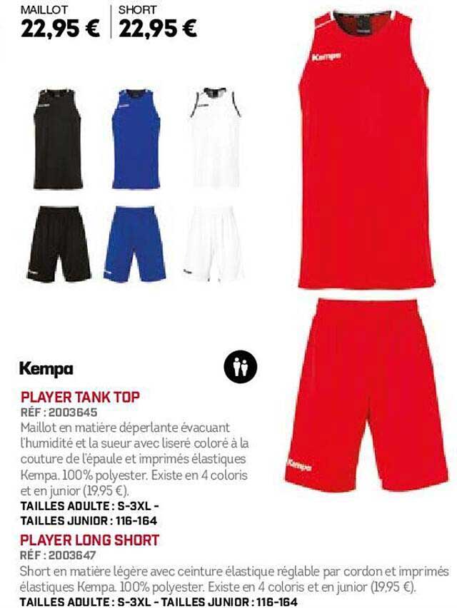 kempa player tank top, player long short