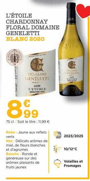 l'étoile chardonnay floral domaine geneletti blanc 2020