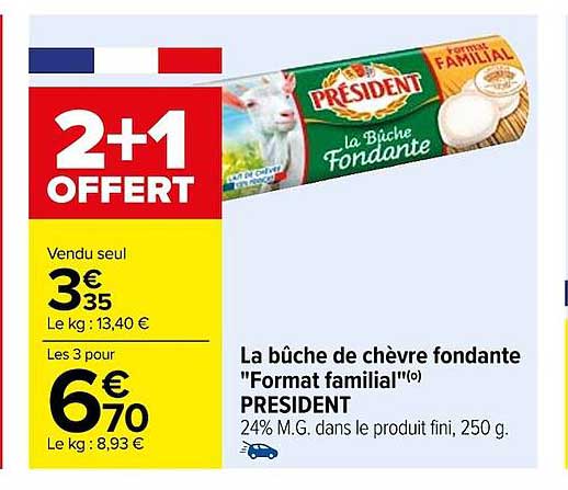 la bûche de chèvre fondante "format familial" président