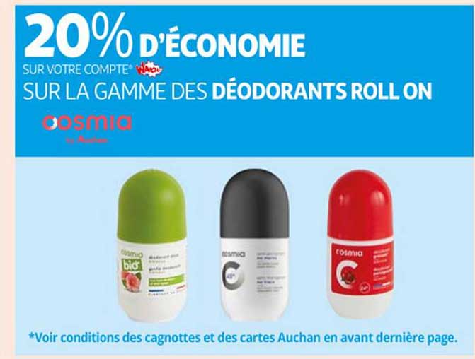 la gamme des déodorants roll on cosmia