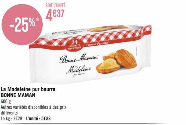 la madeleine pur beurre bonne maman
