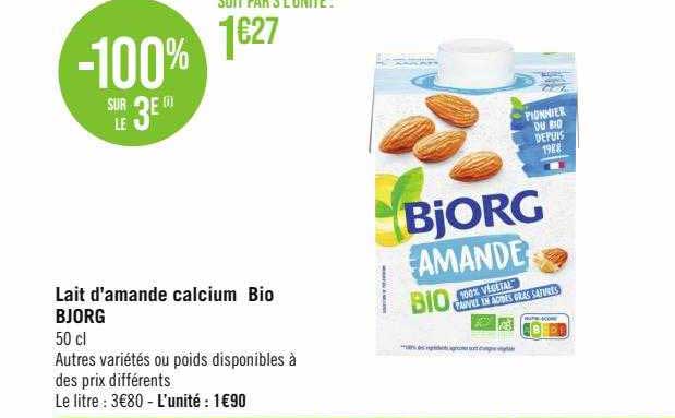 lait d'amande calcium bio bjorg
