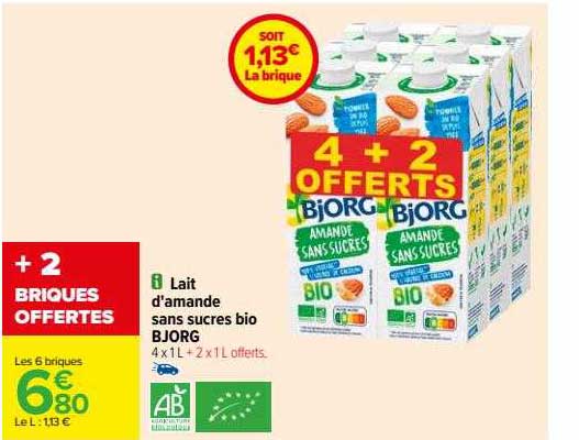 lait d'amande sans sucres bio bjorg
