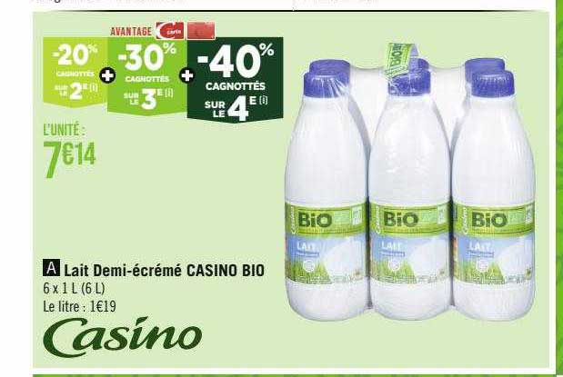 lait demi-écrémé casino bio