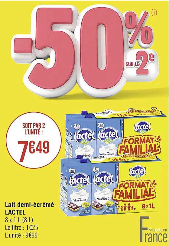 lait demi-écrémé lactel