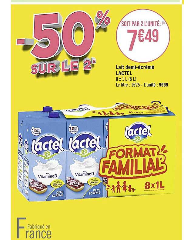 lait demi-écrémé lactel