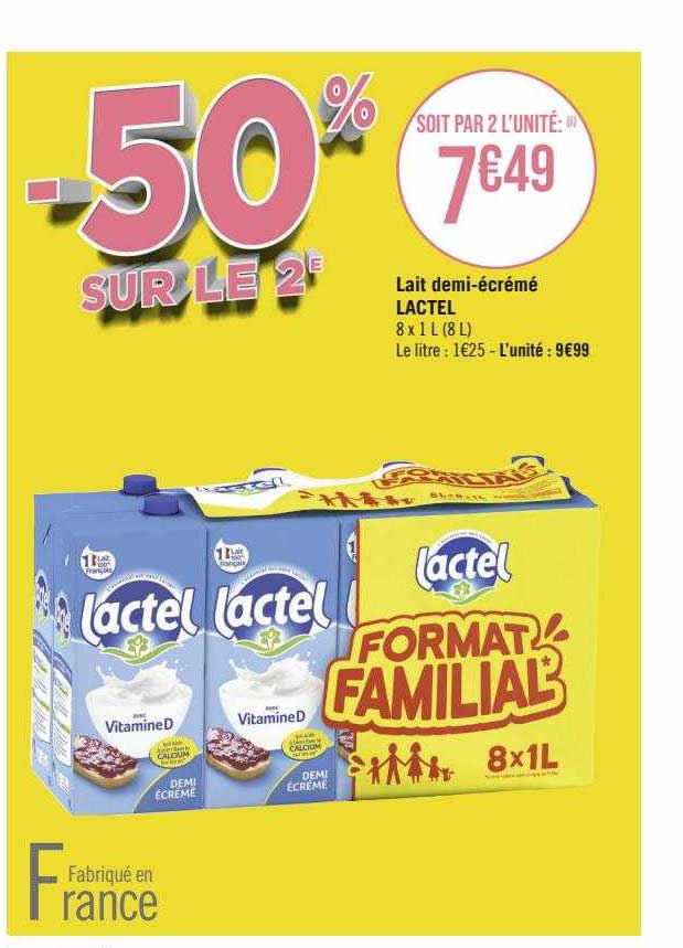 lait demi-écrémé lactel