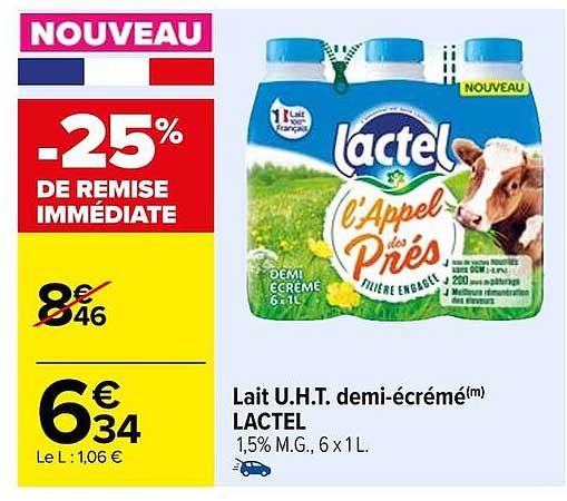 lait u.h.t. demi-écrémé lactel