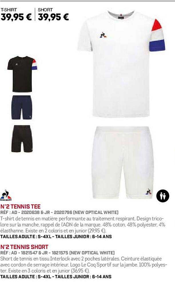 le coq sportif n°2 tennis tee, n°2 tennis short