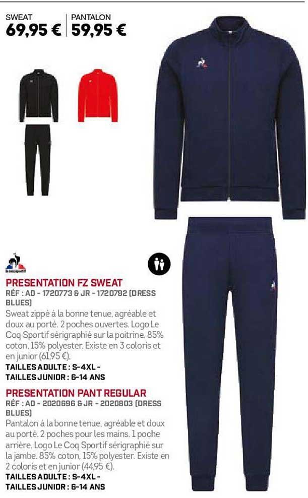 le coq sportif presentation fz sweat, presentation pant regular