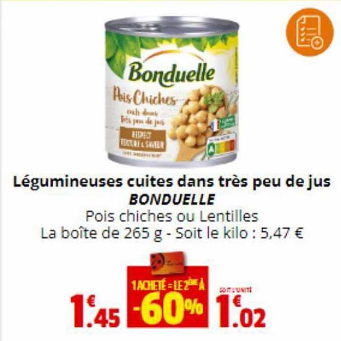 légumineuses cuites dans très peu de jus bonduelle