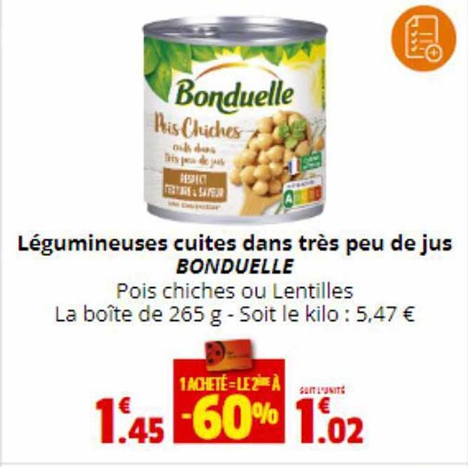 légumineuses cuites dans très peu de jus bonduelle