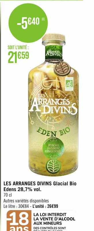 les arrangés divins glacial bio edens 28,7% vol.