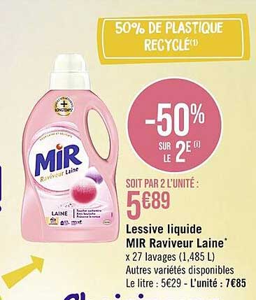 lessive liquide mir raviveur laine
