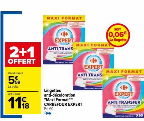 lingettes anti-décoloration "maxi format" carrefour expert