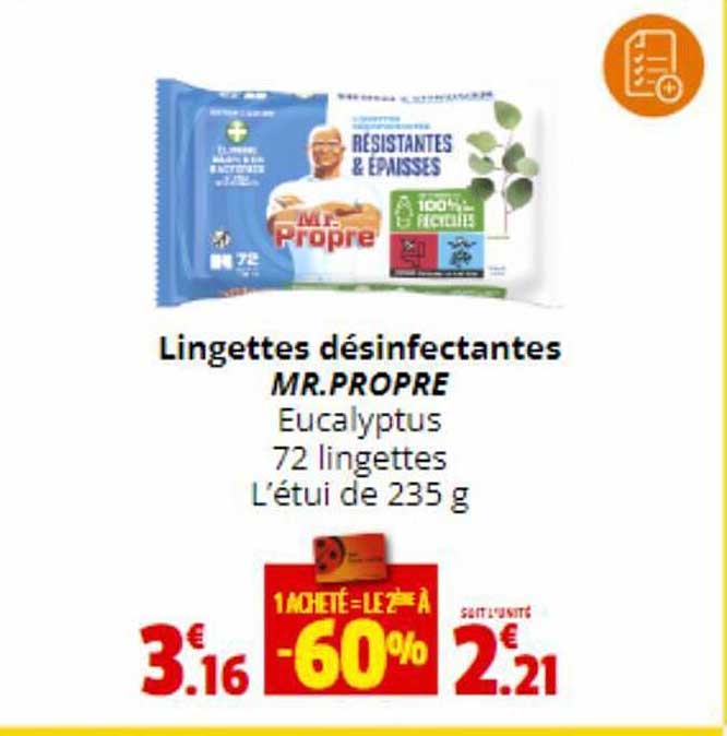 lingettes désinfectantes mr propre