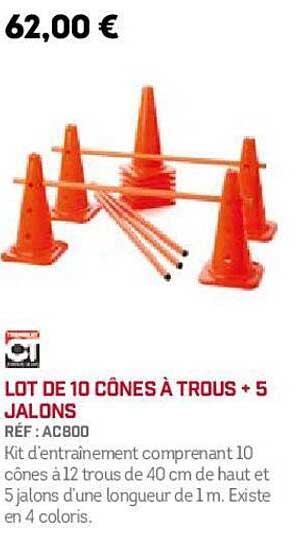 lot de 10 cônes à trous + 5 jalons