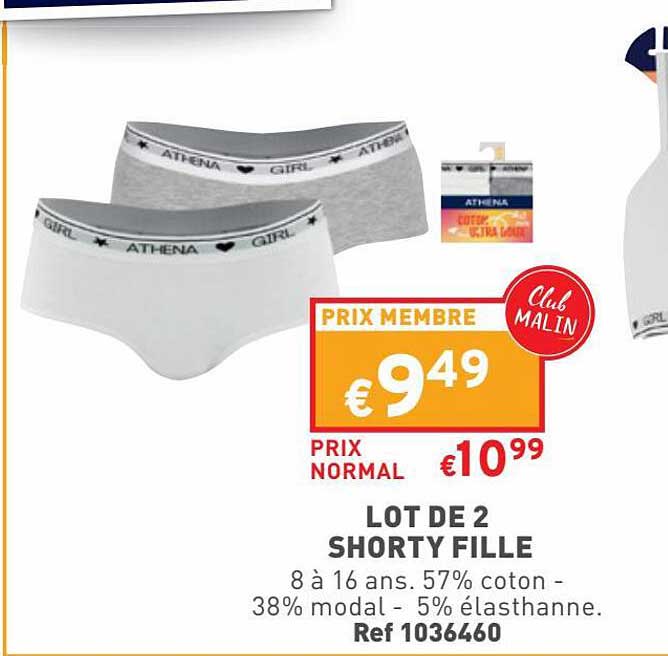 Lot De 2 Shorty Fille Athena