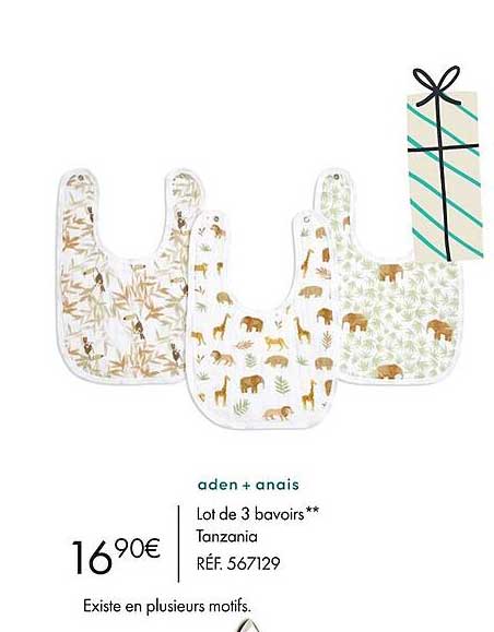 lot de 3 bavoirs tanzania aden + anaïs
