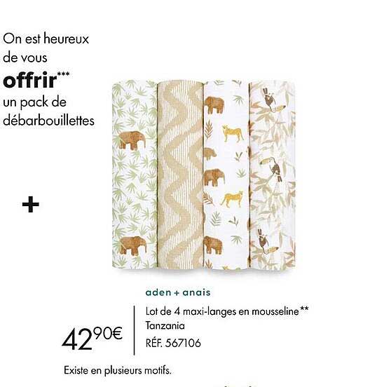 lot de 4 maxi-langes en mousseline tanzania aden + anaïs
