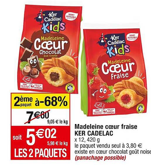 madeleines cœur fraise ker cadelac