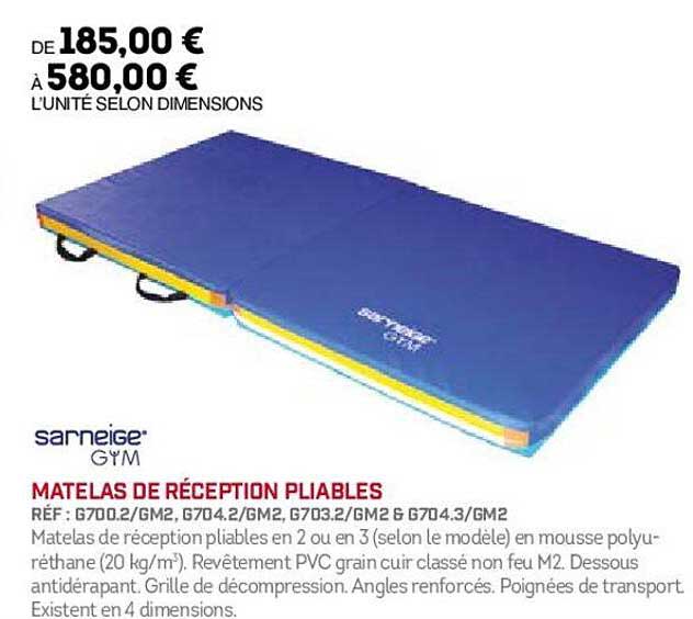 matelas de réception pliables sarneige gym