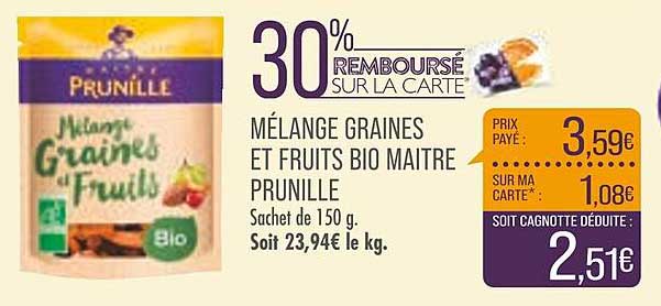 mélange graines et fruits bio maître prunille