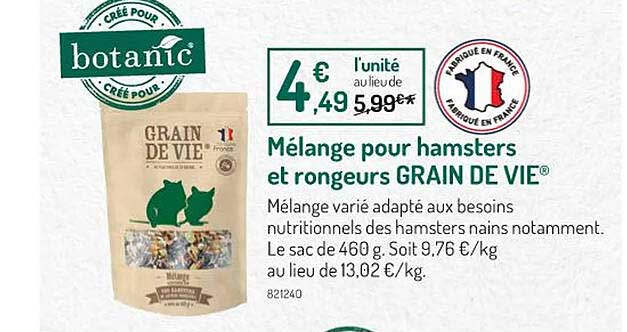 mélange pour hamsters et rongeurs grain de vie