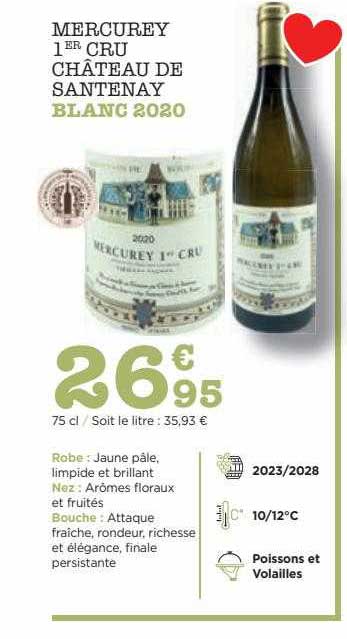 mercurey 1er cru château de santenay blanc 2020