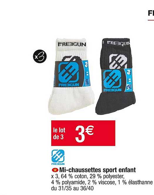 mi-chaussettes sport enfant freegun