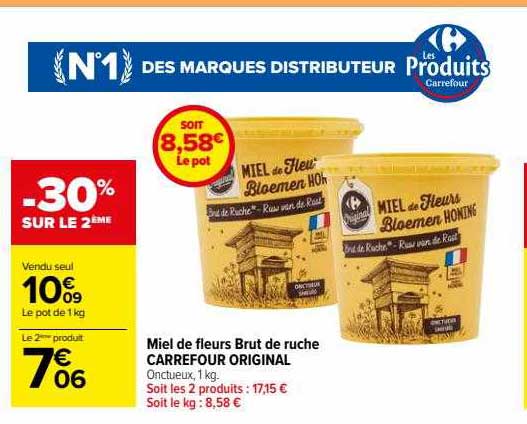 miel de fleurs brut de ruche carrefour original