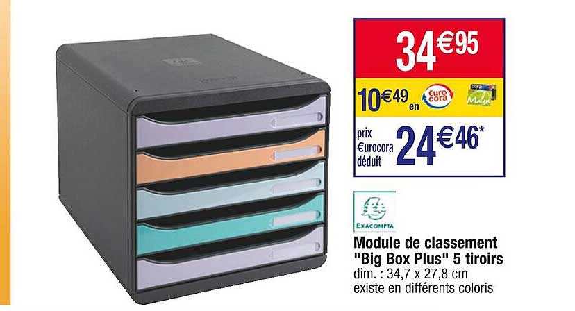 module de classement "big box plus" 5 tiroirs exacompta